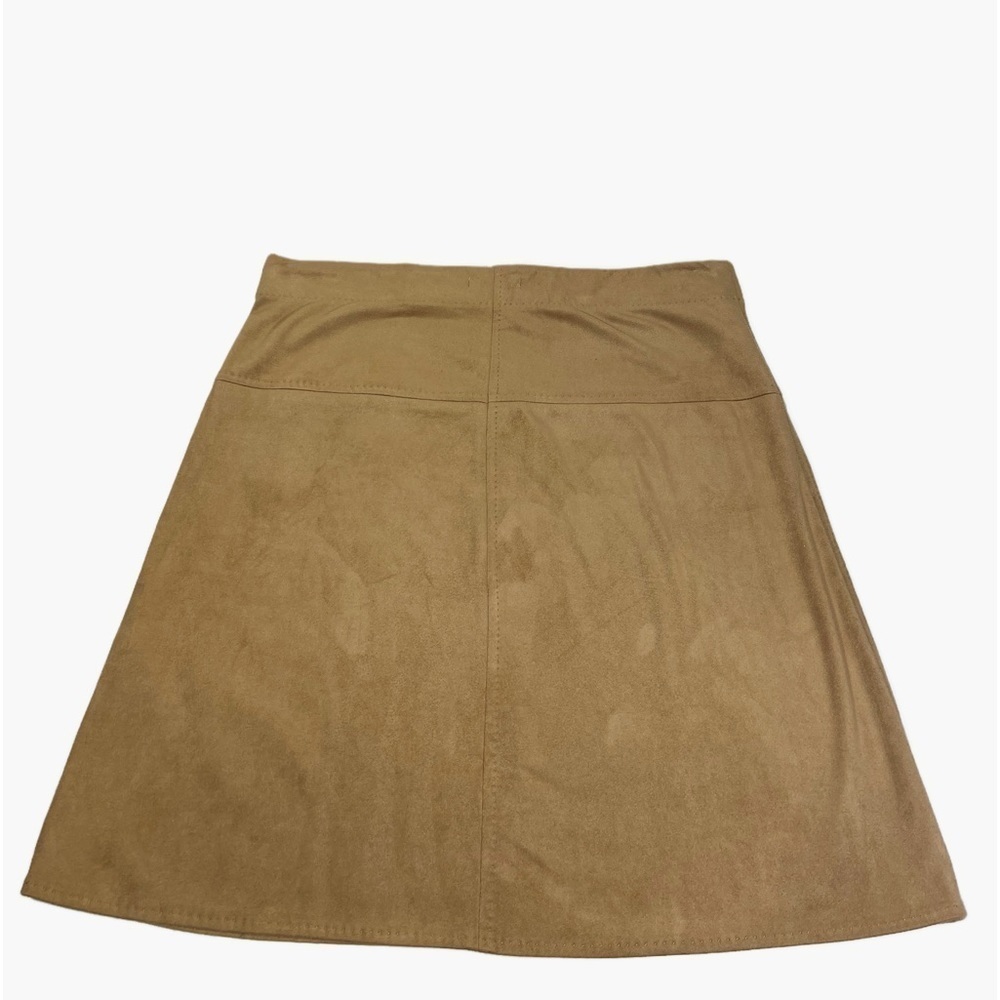 Sophie Max Vegan Suede Tan Camel Mini Skirt Stretch Womens Size Large - Picture 3 of 8
